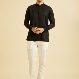 Manyavar Woven Design Mandarin Collar Short Kurtas-57