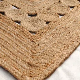 THE HANDMADE FLAIR Beige Self-Designed Jute Rug-image-35