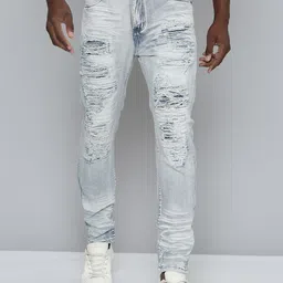 WAIMEA Men Hollywood Skinny Fit Highly Distressed Heavy Fade Stretchable Jeans-picture-0