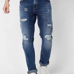 SPYKAR Men Relaxed Fit Low-Rise Mildly Distressed Light Fade Stretchable Jeans-picture-8