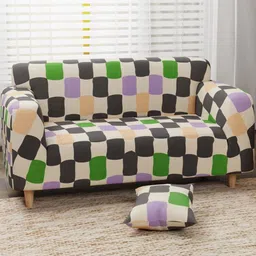 Lukzer Multicoloured Printed Polyester 1 Piece Sofa Cover With Arms-image-83