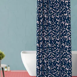 ArtzFolio Navy Blue & Pink Printed Waterproof Shower Curtain-image-34