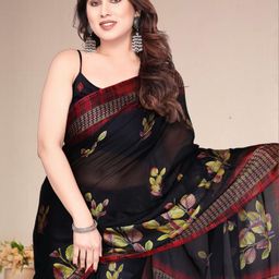 SUPERLAXMI Floral Pure Chiffon Saree-image-79