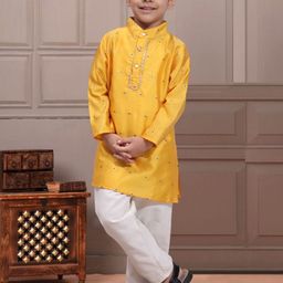 Cutiekins Boys Self Design Kurta with Pyjama-picture-34