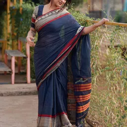 DEVIKA TEXTILES Woven Design Zari Pure Cotton Narayan Peth Saree-image-29