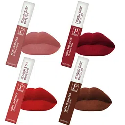PERPAA Power Stay Set Of 4 Liquid Matte Lipstick -5ml Each - Nude-Apple Red-Red-Brown-image-32