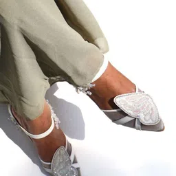 Shradha Hedau Footwear Women Embellished Pointed Toe Party Block Mules Heels-4