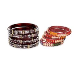 SOMIL Set of 8 Maroon Alloy Bangles-image-76