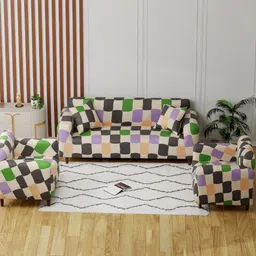 Lukzer Black 22 Pieces Self Design Sofa Cover With Cushion Covers & Anti slip Foam Sticks-image-47
