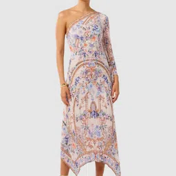Forever New Women Floral Printed One Shoulder Flared Sleeve Sheath Midi Dress-picture-9