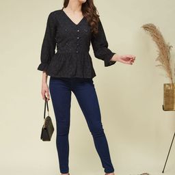 J Turritopsis Floral Cotton Peplum Top-picture-39
