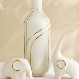 Home Centre Stellar Fantasy Eldor 3 Pieces Off White Ceramic Figurines With Vase-picture-44