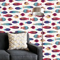 ArtzFolio Printed UV-Resistant Anti-Bacterial Colorful Fishes Image Peel & Stick Wallpaper-image-26