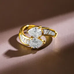 Rubans 18K Gold-Plated Cubic Zirconia Studded Adjustable Ring-45