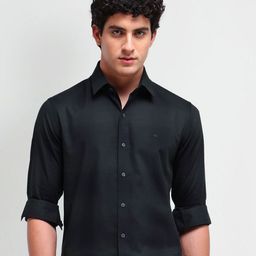 Arrow New York Men Comfort Spread Collar Textured Cotton Slim Fit Formal Shirt-image-33