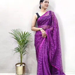 KAYOMMI Woven Design Net Saree-picture-7