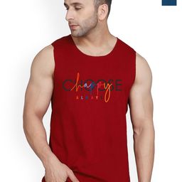 SLOWLORIS Pack of 2 Printed Combed Cotton Vest VSL26 CMB(CHS MAROON)(NVR PEACOCK)-image-26