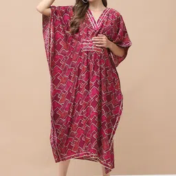 Secret Wish Printed Maternity Kaftan Midi Dress-image-6