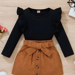 BR WORLD COLLECTION Girls Self Design Round Neck Top With Skirt-image-32