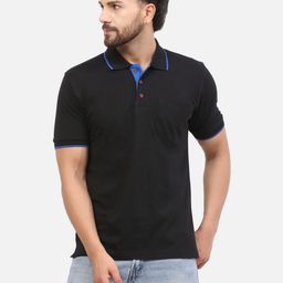 ALARM Men Solid Polo Collar Cotton T-shirt-image-34