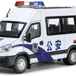 1:24 Scale Police Van Metal Pull Back Die-cast Car Model Sound Light-picture-16