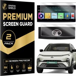 spartan shield Screen Guard for TATA NEXON EV 2023 FACELIFT || 12.3 Inch Infotainment [Thin Bezel] + Steering Cluster Protector || Water Resistant || Empowered Empowered+ || Car Touch Screen Display Accessories 2024 [Not Tempered Glass]-image-93