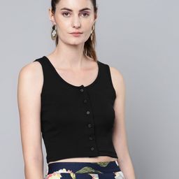 SASSAFRAS Black Solid Cropped Top-picture-22