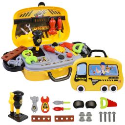 Kids Tool Kit Toy with Carry Case Pretend Play Construction Set Age 3+ (Yellow)-28