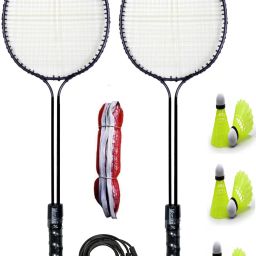 2 PC Double Shaft Racket+6 Shuttle+1Badminton Net+ Pencil Skipping Rope Free Badminton Kit-image-3