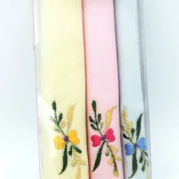 Epraiser Queinz 100% Virgin Cotton (Size:30x30cm) (Pack of 3) Embroidered Abstract Iconic Designer Ladies Handkerchief / Hanky ["Multicolor"] Handkerchief-image-36