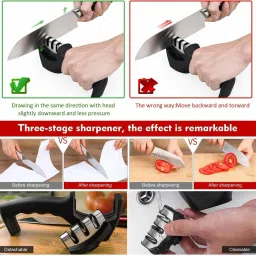 al atash Knife Sharpener Manual 3 Stage Knife Sharpener Tool (Pack of 1) Knife Sharpening Steel image 4