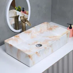 Counter Top for Bathroom, Living & Dinning Room Wash Basin. Glossy Ceramic Vessel Sink Which Gives Premium Ceramic Table Top Wash Basin 24 x 13 x 4 Inch Table Top Basin-image-36