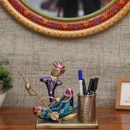 craft tree Metal Handpainted Decorative Musician Pen Stand Showpiece in Multicolor-picture-48