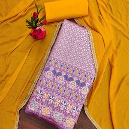 SHADOW & SAINING Floral Woven Design Zari Unstitched Dress Material-picture-19