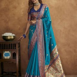 Woven, Self Design, Embellished Paithani Pure Silk Saree-image-46