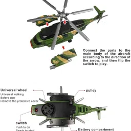 kokee toys Armed Combat Helicopter Toy for Kids With Bump & Go Mode And Lights & Music image 4