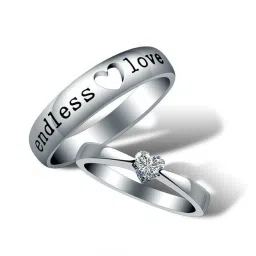 'Endless Love' Alloy Crystal Sterling Silver Plated Ring Set-image-47