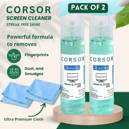 CORSOR Screen Cleaner Spray Kit with Premium Microfiber Cloth (Pack of 2) for Computers, Mobiles, Laptops, Gaming-26