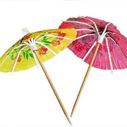 Decorative Paper Drink/Cocktail Parasols Umbrella Toothpick Snack Cakes Fruit Disposable Wooden Cutlery Set-14