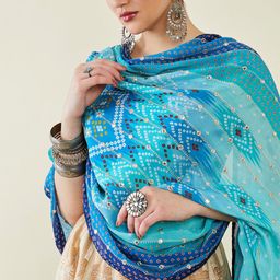 Soch Printed Viscose Rayon Bandhani Dupatta with Beads and Stones image 2