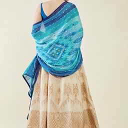 Soch Printed Viscose Rayon Bandhani Dupatta with Beads and Stones image 5