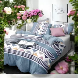 180 TC Polycotton Double 3D Printed Flat Bedsheet-image-94