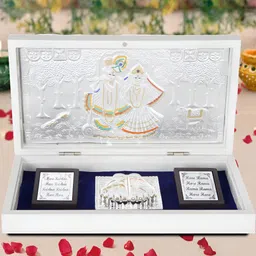 INTERNATIONAL GIFT Silver Coated Radha Krishna God Idol With Charan Paduka-image-74