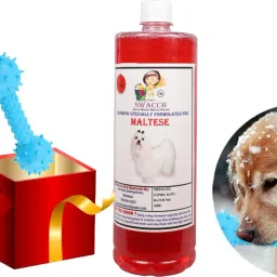 Maltese Dog Shampoo + Dumbbell Toy & Teeth Cleaning Rubber Chew Toy I Combo Pack Conditioning Strawberry Dog Shampoo-25