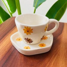 Pack of 2 Ceramic Handmade Ceramic Mugs Gift to Best Friend Coffee,Green Cold Coffee Mug Saucer-image-41