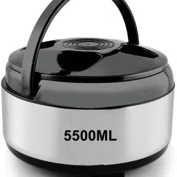 Pleasure Stainless Steel Case, Chapati Box, Casserole Thermoware Silver 5500ML Cook and Serve Casserole-0