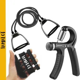 Combo Pack of3 Resistance Tube With Hand Gripper and New Dolphin Grip Fitness Accessory Kit Kit-image-12