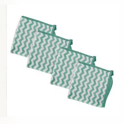 HOUSSE White & Green 4Pcs Printed 350 GSM Ultra Absorbent Super Soft Quick Dry Face Towels-24