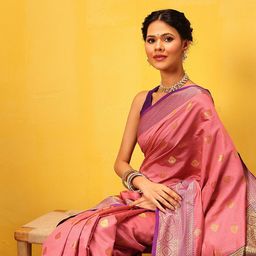 Silk Land Kanjivaram Silk Zari Woven Big Border Saree-image-107