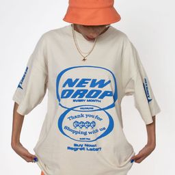 SIX5SIX Unisex Typography Printed Round Neck Drop-Shoulder Sleeves Oversized T-Shirt-picture-15